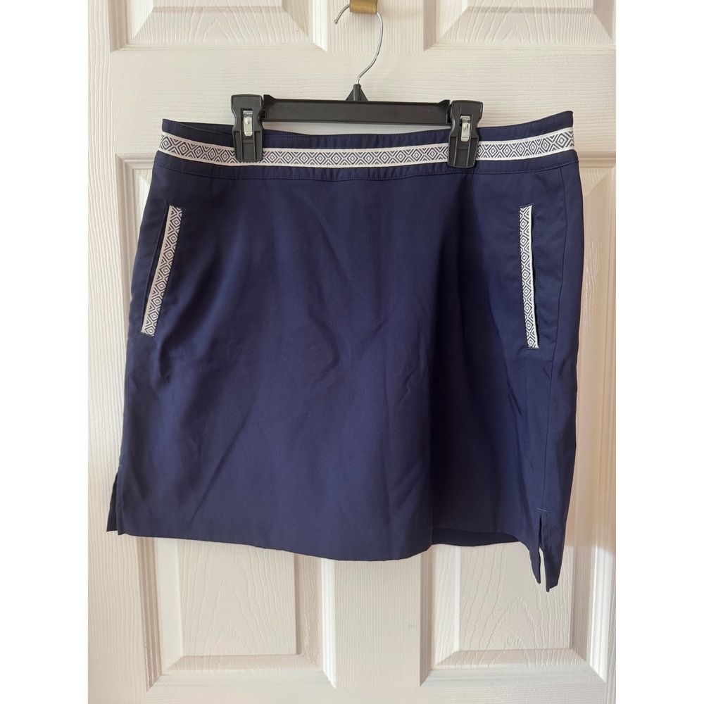 Lady Hagen Navy Blue Golf Skort‎ Embroidered Trim Size 10 Athletic Skirt